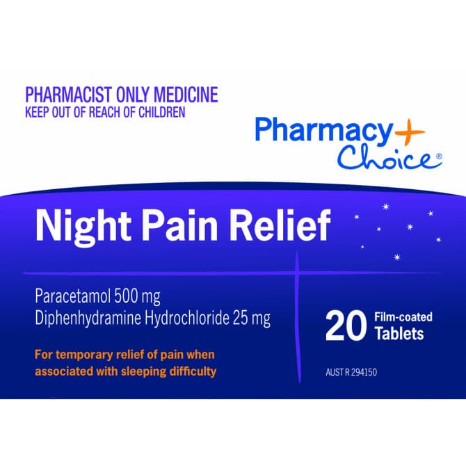 Buy Pharmacy Choice Night Pain Relief 20 Tablets (S3) Online Chempro
