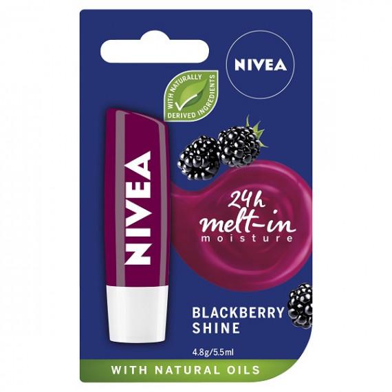 Nivea Caring Lip Balm Blackberry Shine 4.8g - Moisturising Lip Care - Chemist Outlet