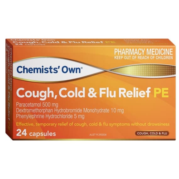 Buy Chemists Own Cough Cold and Flu Relief PE 24 Capsules Online