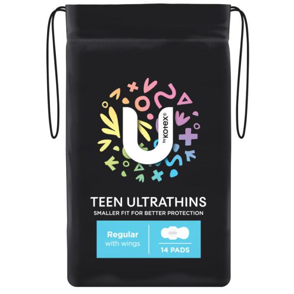 Buy U by Kotex Ultra Thin Teen Regular Wing 14 Pack Online