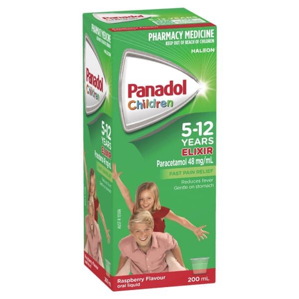 Buy Panadol Children 5 to 12 Years Elixir Raspberry Flavour 200mL Online