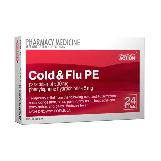 Buy Pharmacy Action Cold and Flu PE 24 Tablets Online