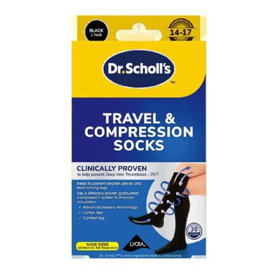 Buy Dr. Scholls Travel and Compression Socks Black Large Online Chemist Outlet