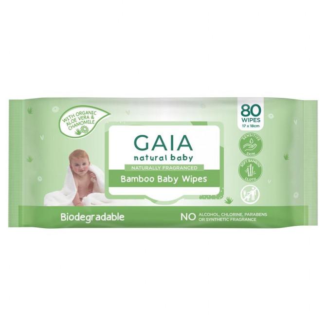 Buy GAIA Natural Baby Bamboo Wipes 80 Pack Online